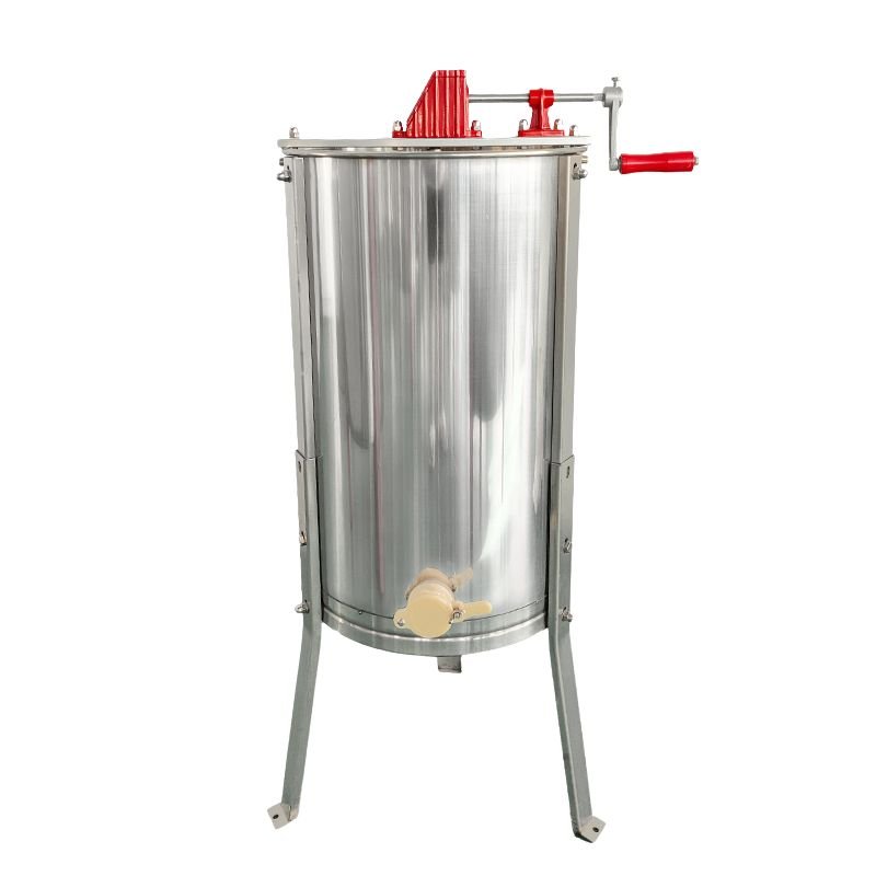Manual 2-frame stainless steel honey extractor with stand, sealed gear and honey gate
