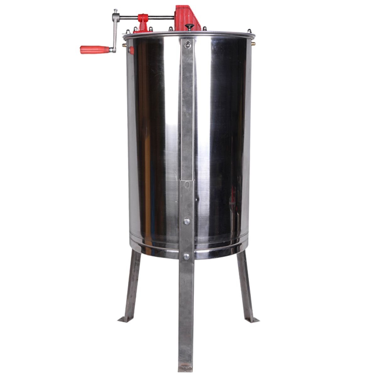 BuzzBeeEquip 4-frame manual honey extractor with hand crank and stainless steel drum