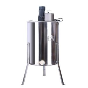 BuzzBeeEquip 4-frame electric stainless steel honey extractor with stand and honey gate, motorized honey separator for beekeepers