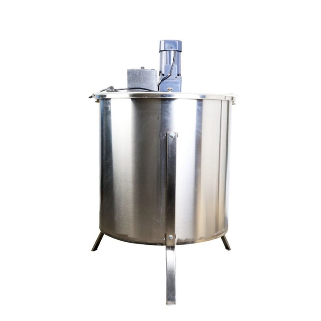 BuzzBeeEquip 6-frame electric honey extractor, 304 stainless steel drum with stand and honey gate for efficient honey separation