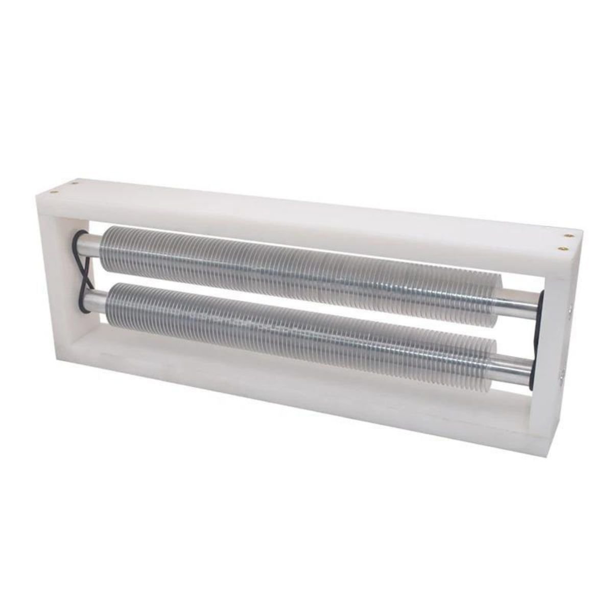 Top perspective of BBE-RU-01 manual roller uncapper showing CNC aluminum rollers and O-ring drive
