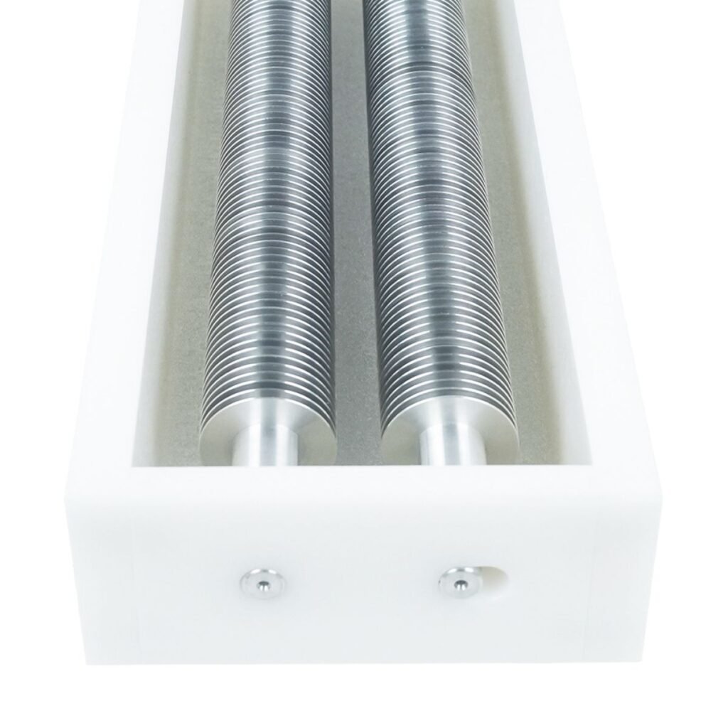 Rear view of BuzzBeeEquip BBE-RU-02 roller uncapper with drive O-rings and stainless fasteners