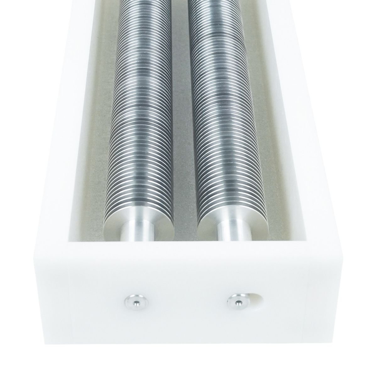 Rear view of BuzzBeeEquip BBE-RU-02 roller uncapper with drive O-rings and stainless fasteners
