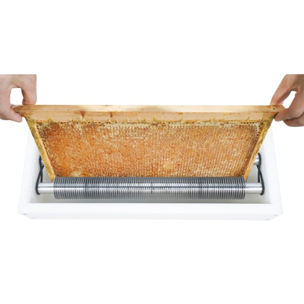 BBE-RU-02 Roller Uncapper | In Use with Langstroth Frame