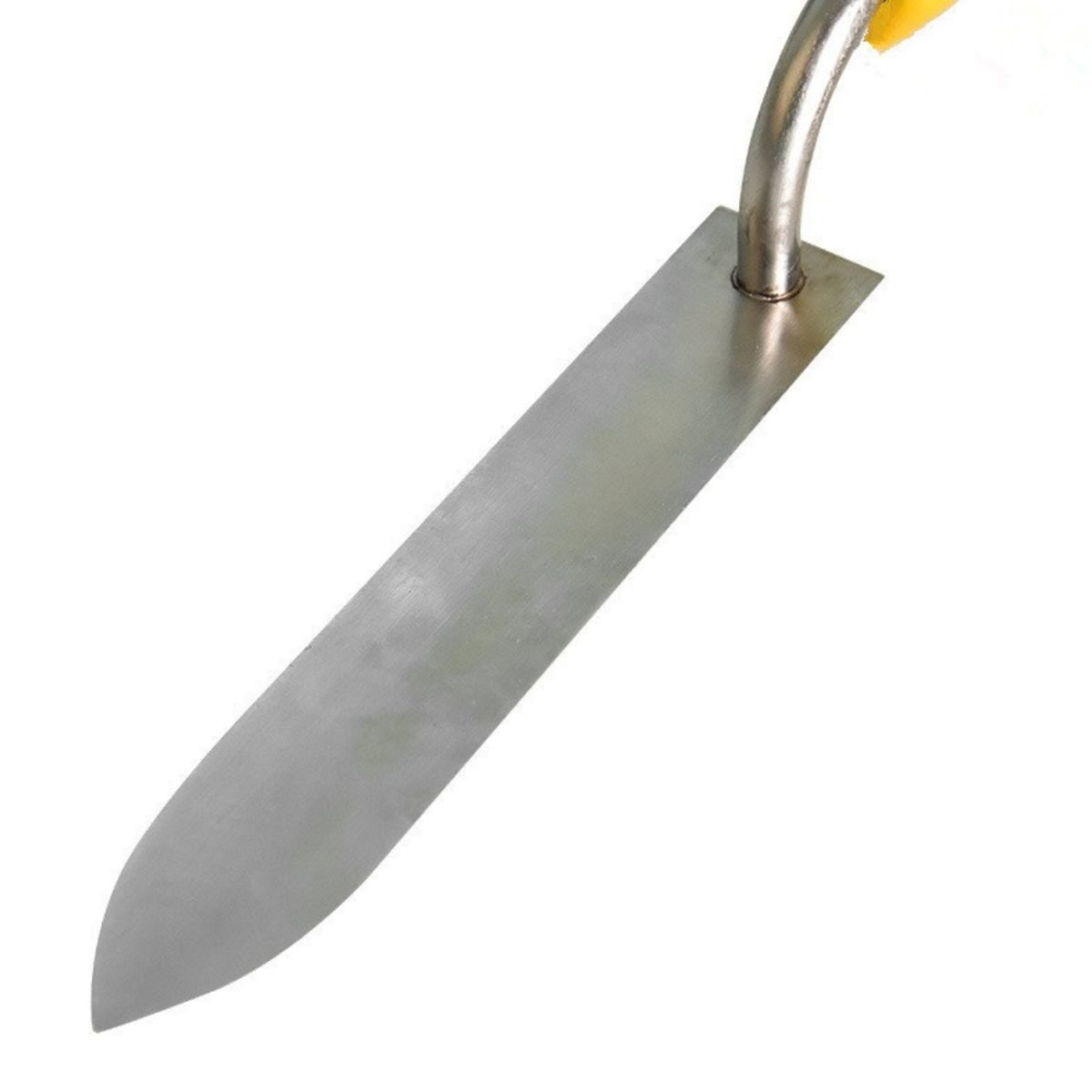 Close-up of ultra-thin stainless uncapping knife blade with curved shank for smooth, low-drag capping removal — BuzzBeeEquip.