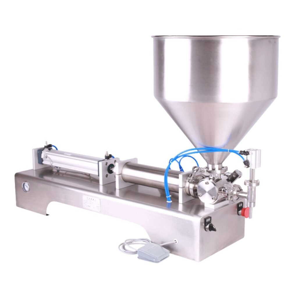 Automatic pneumatic paste filling machine for honey, 5–5000 ml range, 304 stainless steel, model BBE-PSHF-02
