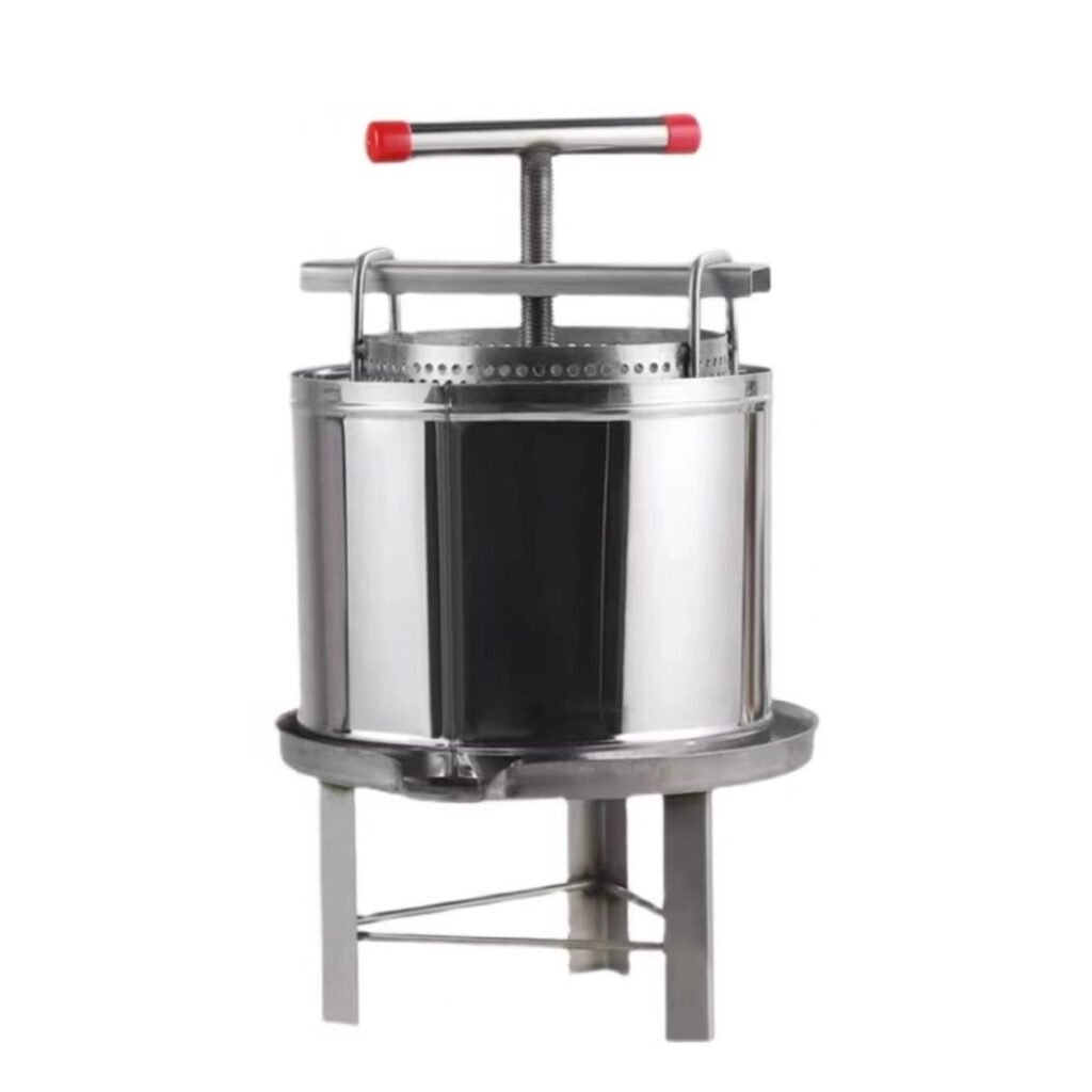 304 stainless honey press machine 56×24 cm with perforated basket and T-handle — BuzzBeeEquip