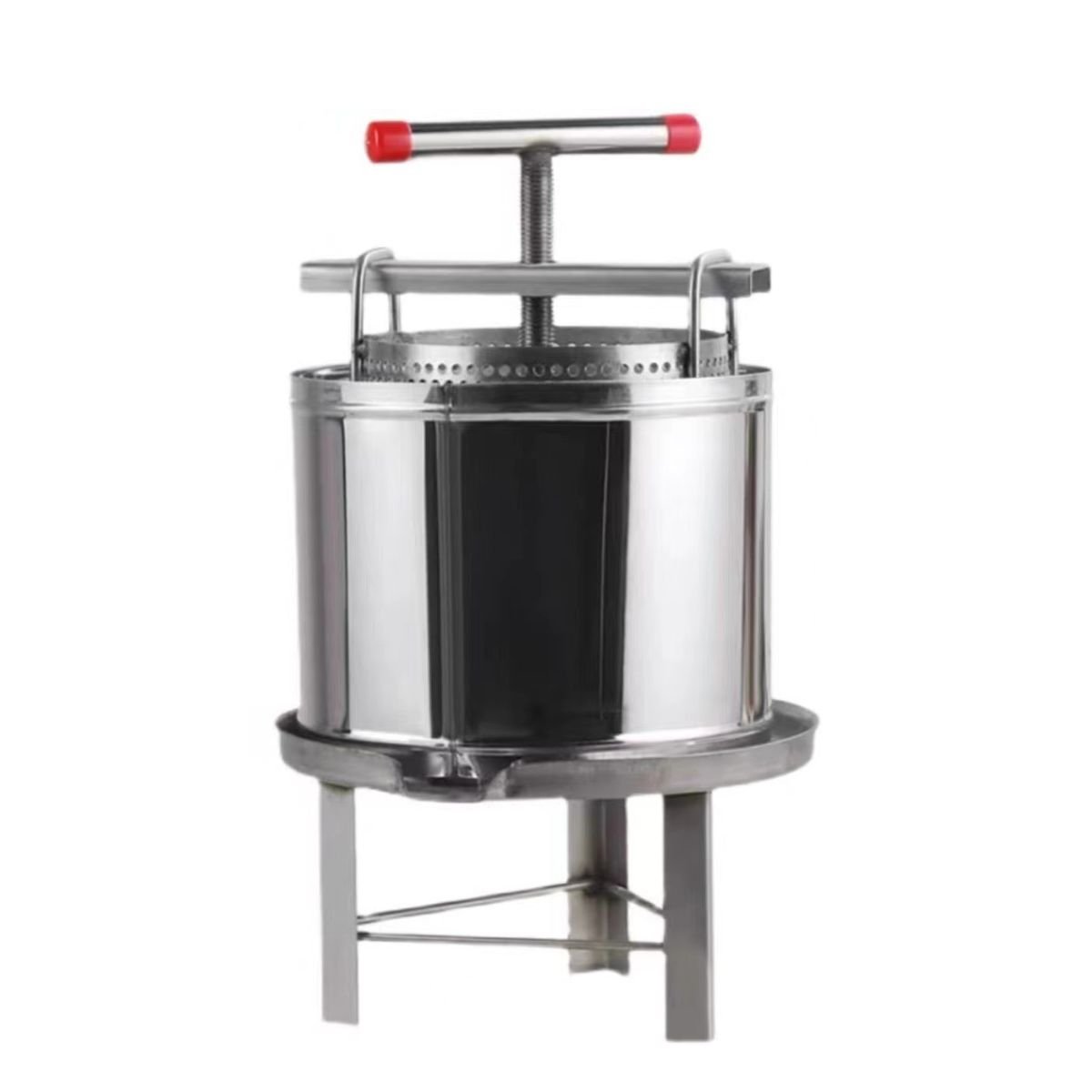304 stainless honey press machine 56×24 cm with perforated basket and T-handle — BuzzBeeEquip