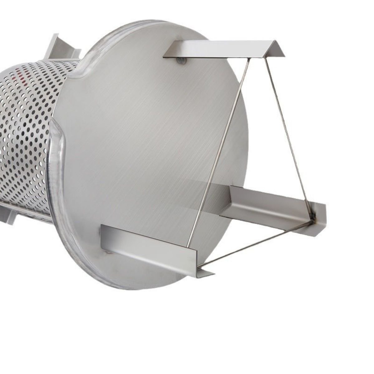 Underside view of 304 stainless honey press with reinforced bottom brace and drip tray for stable, hygienic operation.