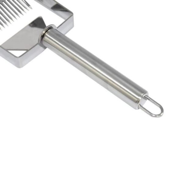 Close-up of 304 stainless tubular handle with hanging loop for the BBE-UF-01 uncapping fork, secure grip for wet gloves