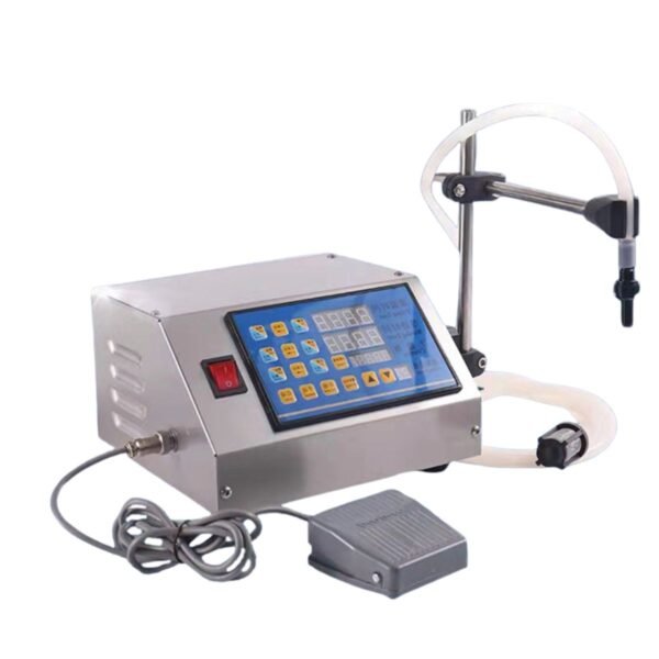 Digital peristaltic liquid filling machine, optional accessory for a honey bottling line; programmable controller, food-grade tubing