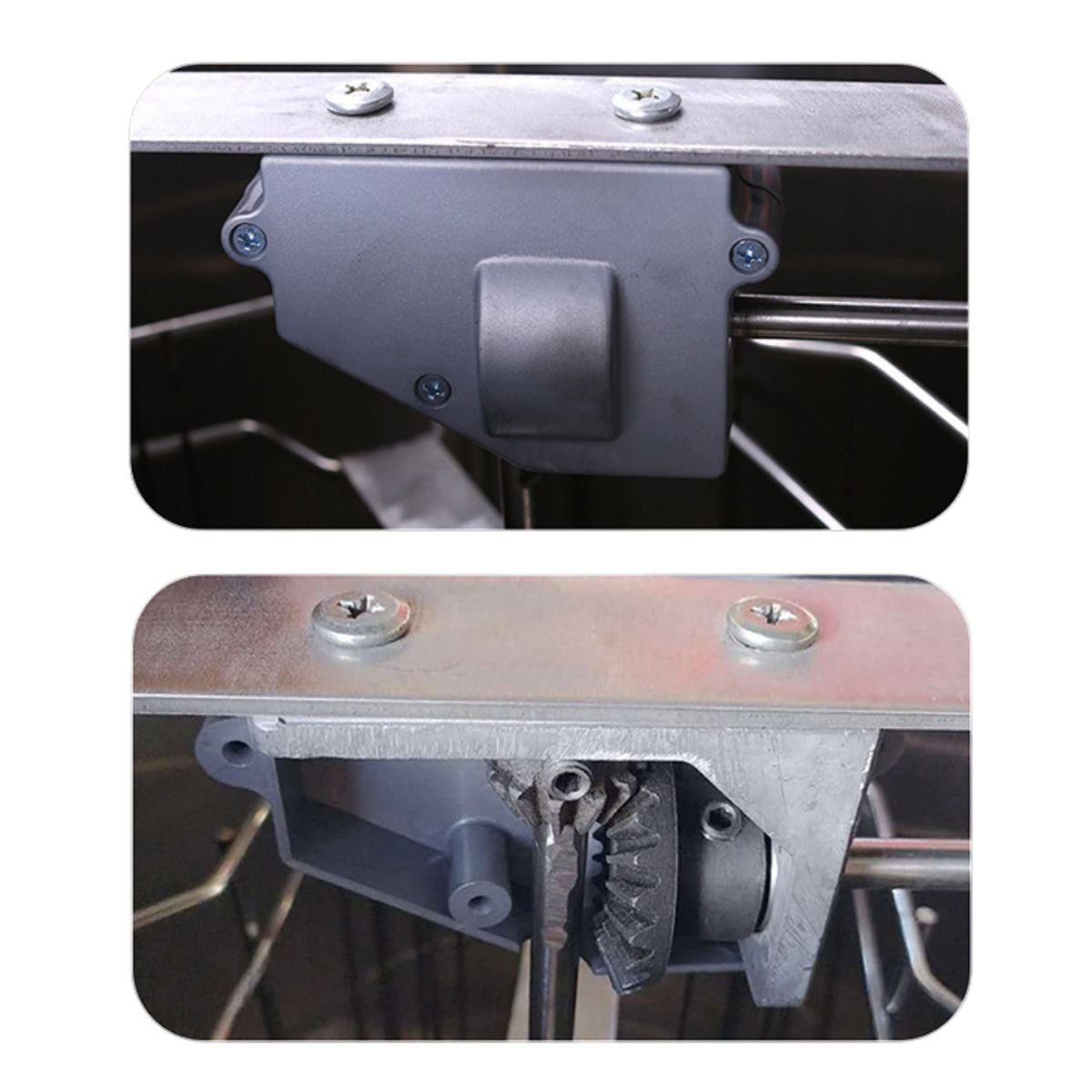 Closed gear mechanism of the manual honey extractor for clean, safe, low-maintenance operation