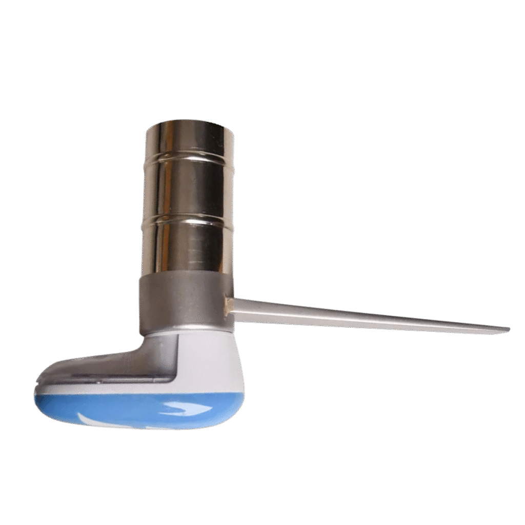 European-style oxalic acid vaporizer varrojet mite smoker with stainless barrel and long hive insert, corded handheld beekeeping tool