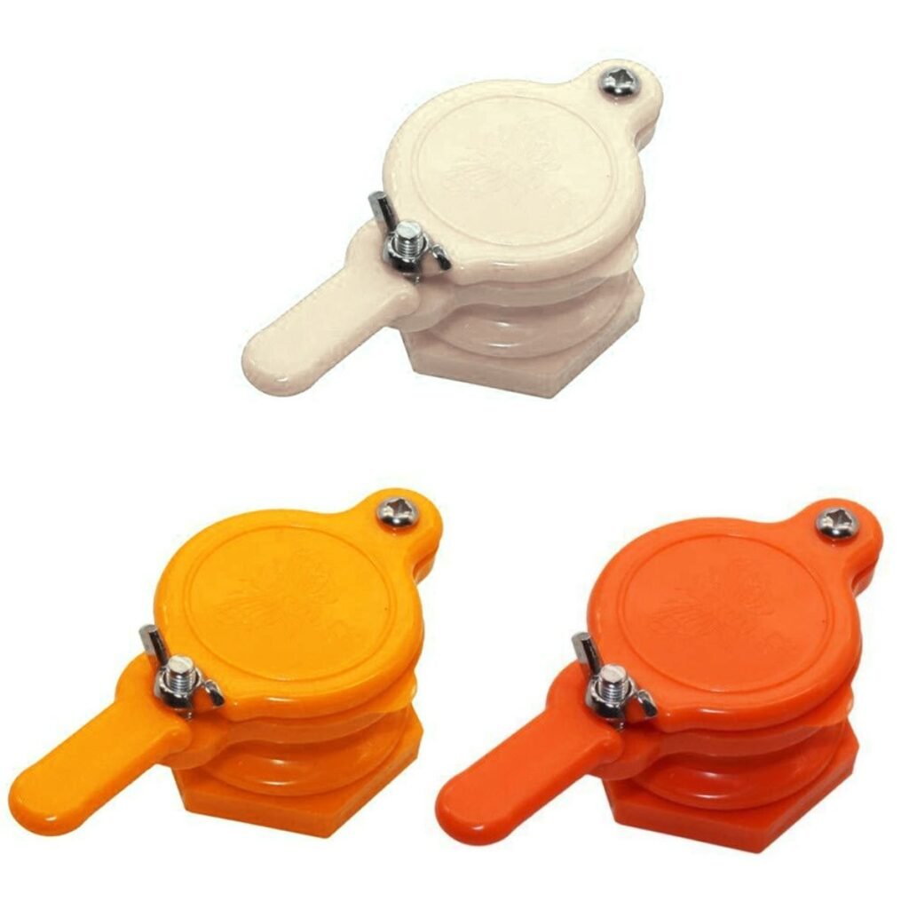 Plastic Honey Gate valve, PP 1.5 inch, white/orange/yellow options for honey extractor or bottling bucket – BuzzBeeEquip BBE-HGV-1