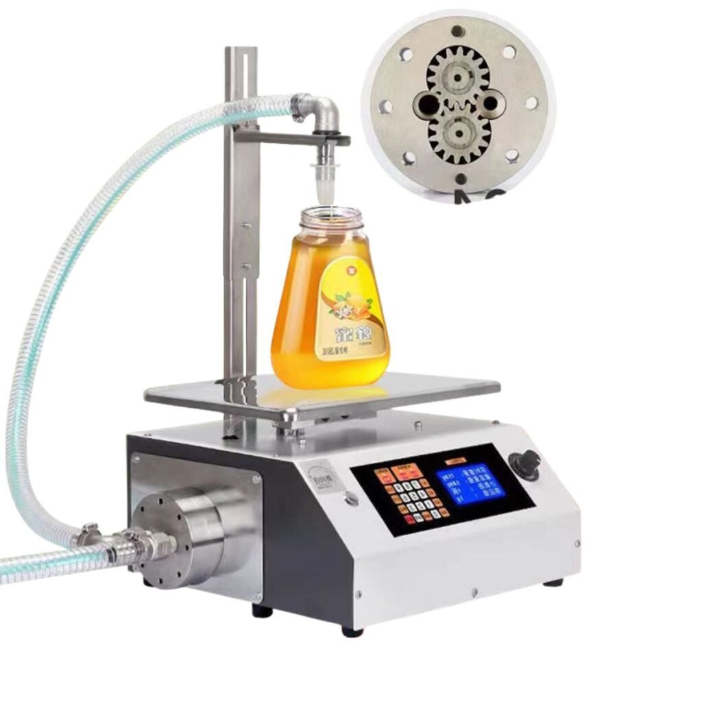 Stainless steel gear-pump honey bottling machine BBE-AHF-3L with inset of internal gears for viscous liquids