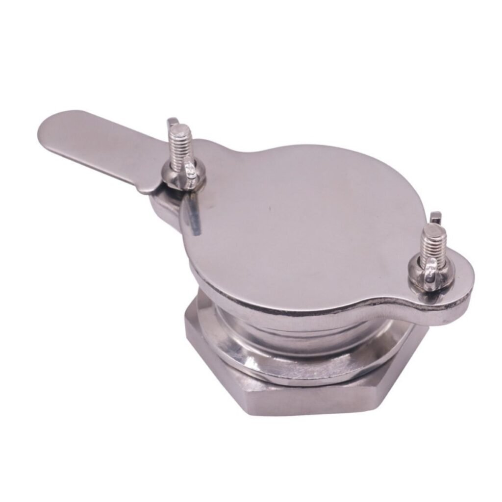 No-drip honey extractor gate in open position, 304 stainless steel, 48 mm