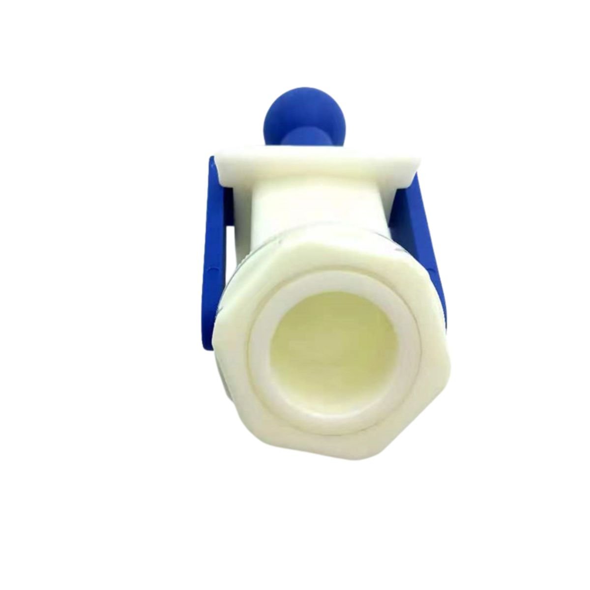Plastic honey gate outlet port, 48 mm bore for bottling bucket, no-drip design