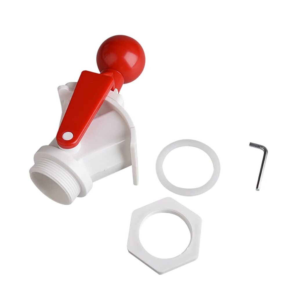 Plastic honey gate set 48 mm with red handle, gasket, lock nut and hex key for installation