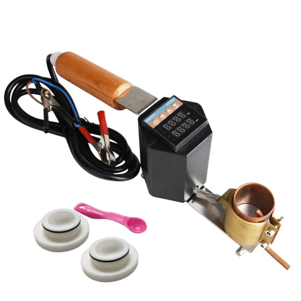 Alligator Clip Oxalic Acid Vaporizer with 12V battery clips, copper bowl, dosing lids and pink scoop — BuzzBeeEquip BBE-PC09-2