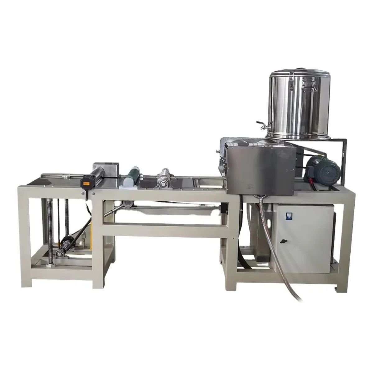 Automatic beeswax foundation machine BBE-BWF-3, straight front view with 750mm beeswax foundation roller and conveyor ready to stamp honeycomb foundation sheets.