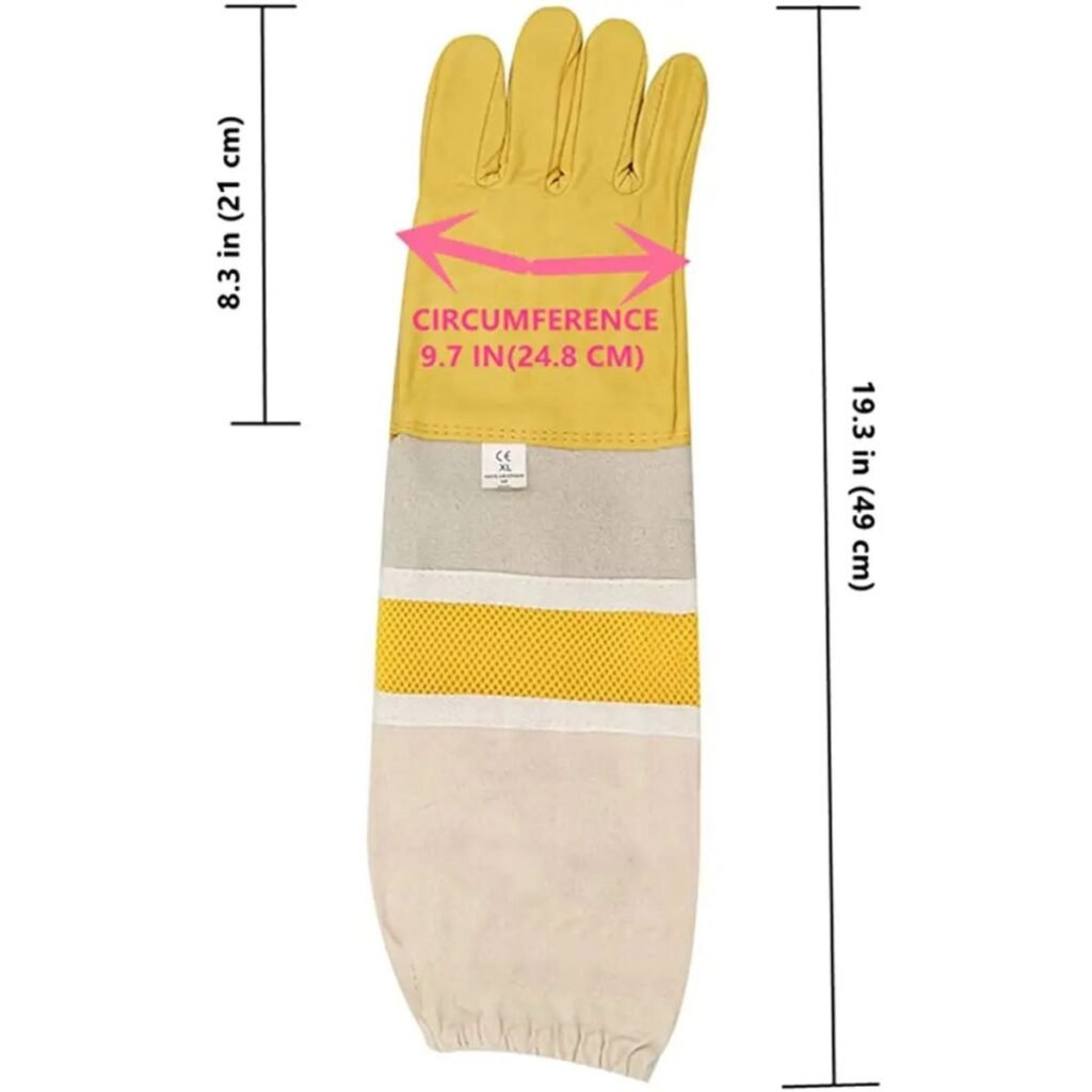 Long Sleeve Goatskin Beekeeper Gloves BBE-GBG-02 – Side View