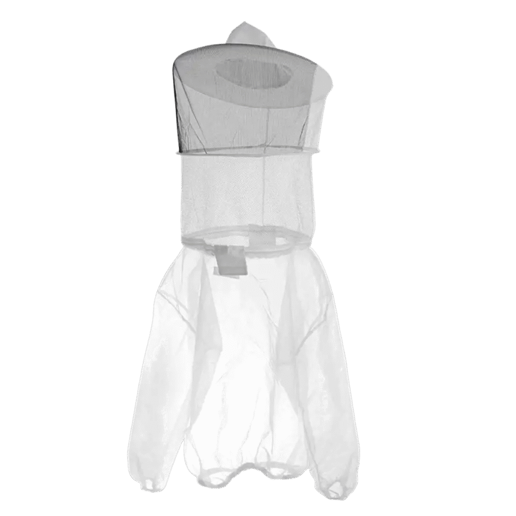 Ventilated beekeeping jacket with clear-view transparent veil, front view, model BBE-VBJ02